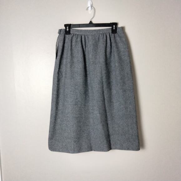 Vintage Pendleton Wool Midi Skirt Pure Virgin Wool Made USA Size 12 Grey Twill - Picture 5 of 6